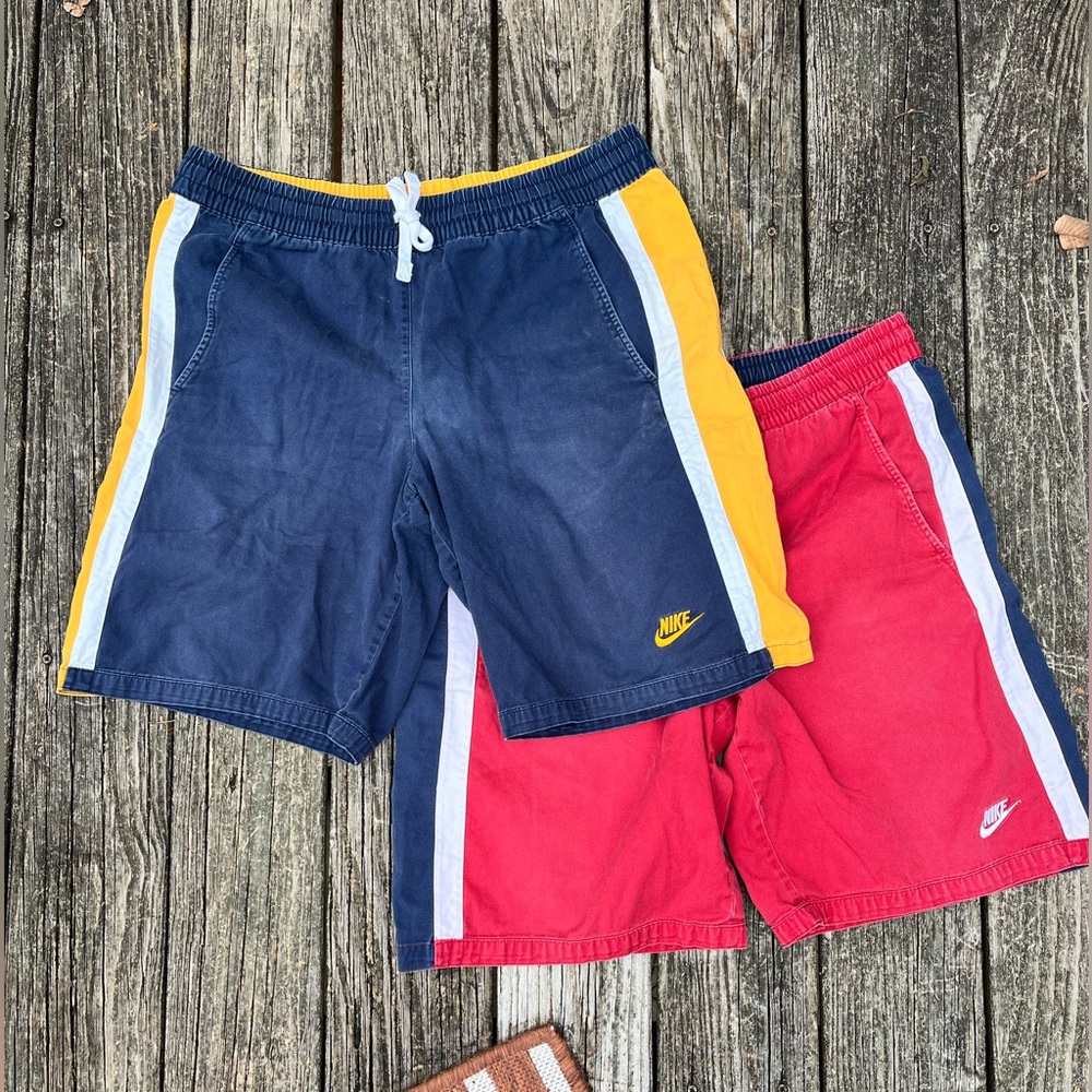 Lot Set Of 2 Vintage Nike Cotton Elastic Waist Drawstring Shorts Men’s Medium